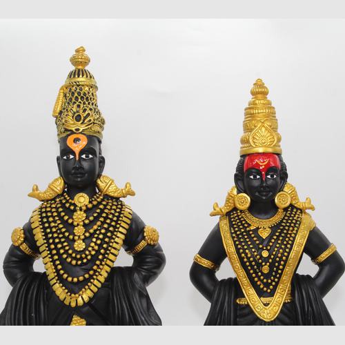 Vitthal Rukmini  statue in Black Gold color | Premium fibre material | attractive Panduranga murti for devotee